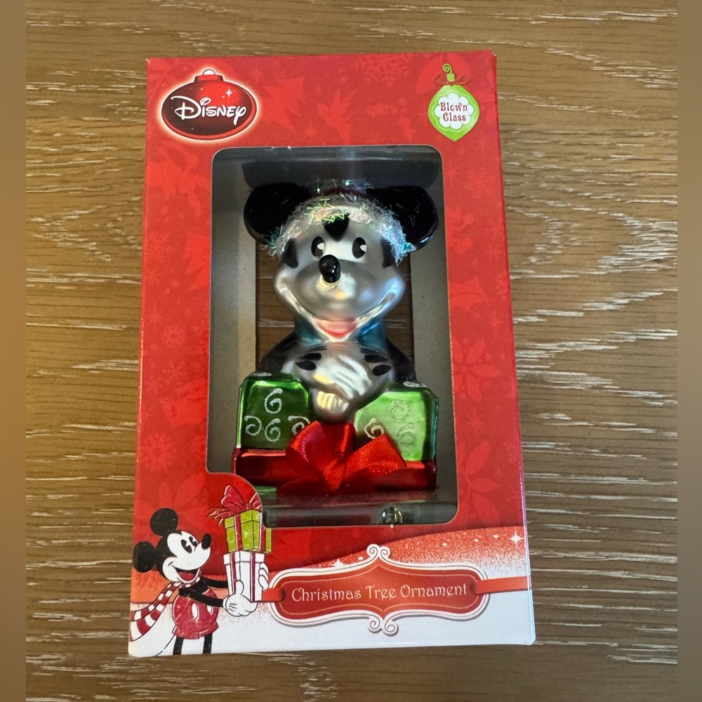 Blown Glass Mickey Mouse with Presents Christmas Ornament Hallmark Disney